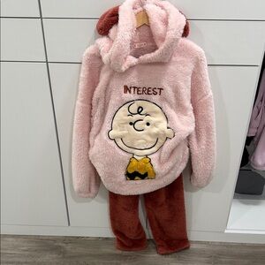 Pink and Brown Fuzzy pajama set